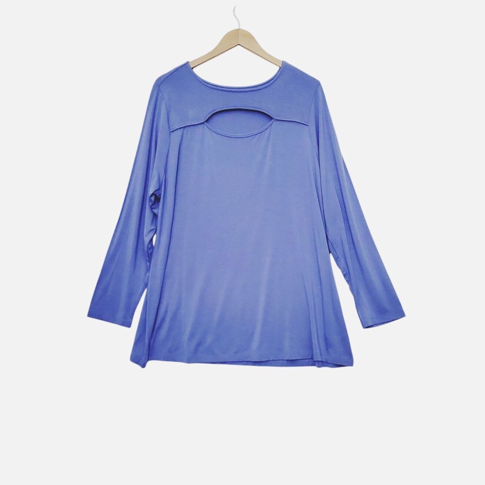 Soft Surroundings Beckett Long Sleeve Peekaboo‎ Top Tee Tunic Lavender Size 1X